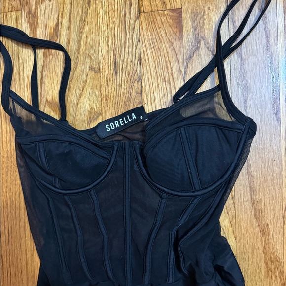 sorella black bodysuit with sheer mid section SAME DAY SHIP - Picture 2 of 3
